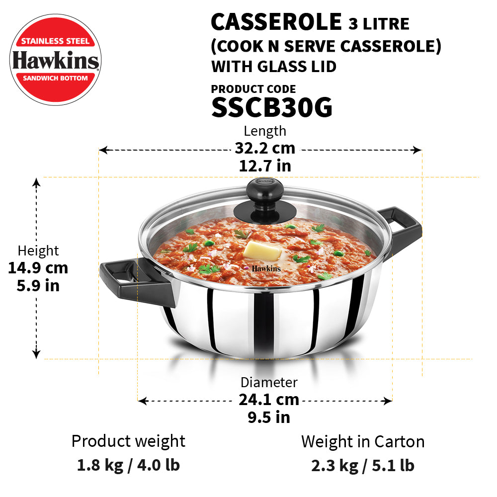 Hawkins Stainless Steel Casserole Pot