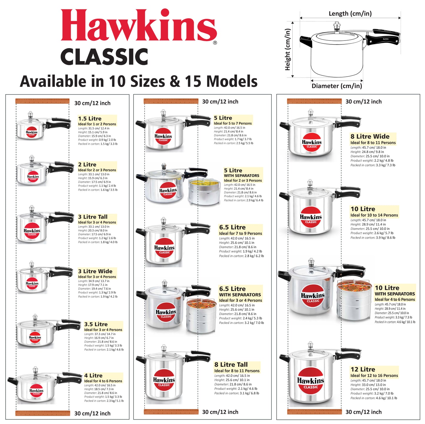 Hawkins Induction Compatible Classic Pressure Cooker