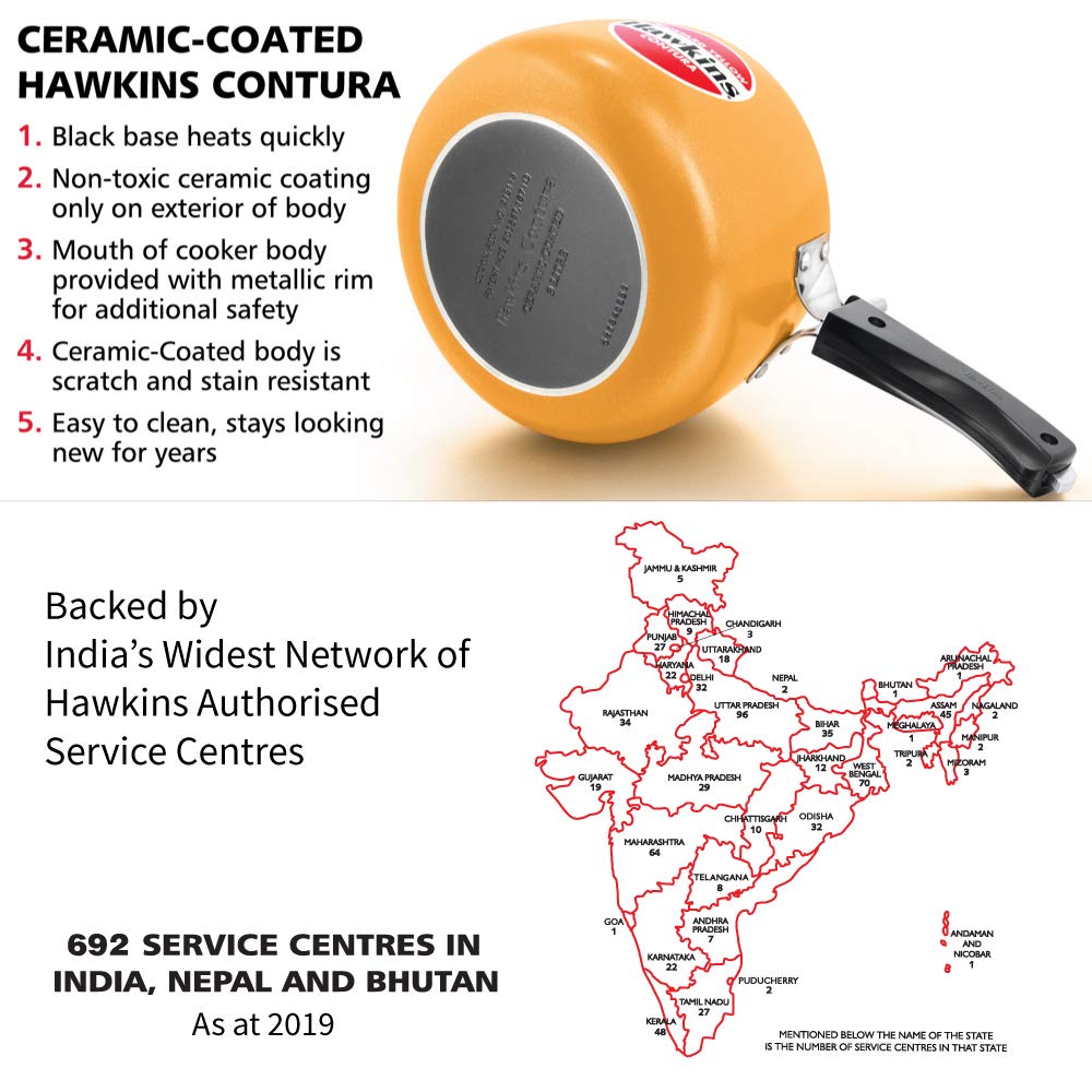 Hawkins Ceramic Coated Contura Pressure Cooker - Mustard Yellow