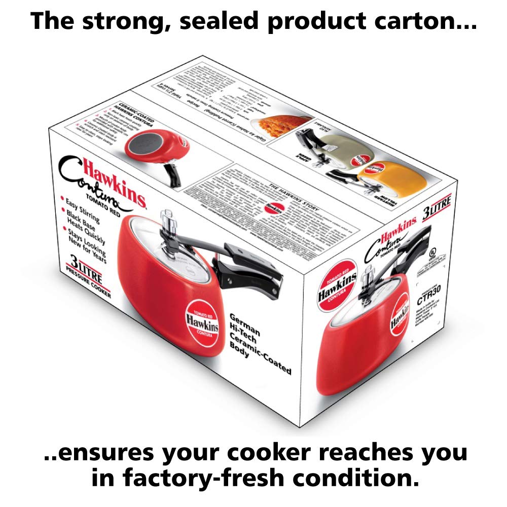 Hawkins Ceramic Coated Contura Pressure Cooker - Tomato Red