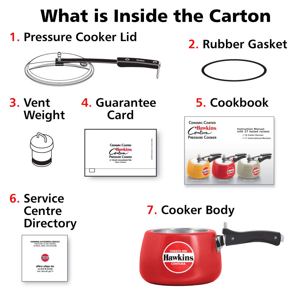 Hawkins Ceramic Coated Contura Pressure Cooker - Tomato Red