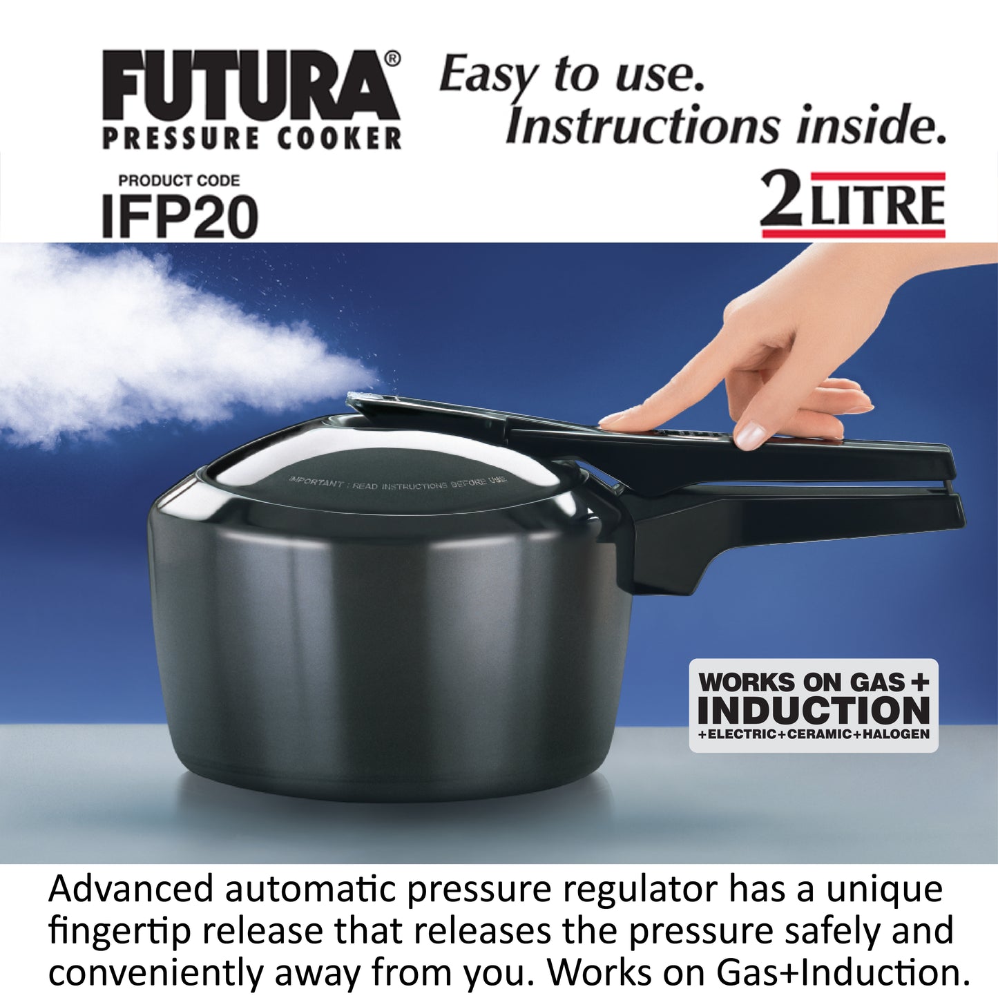 Futura Induction Compatible Hard Anodised Pressure Cooker