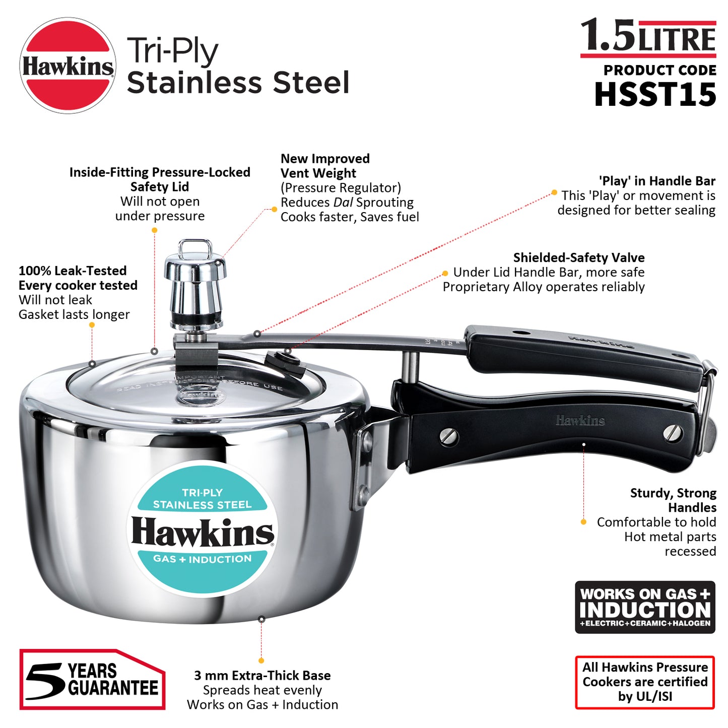 Hawkins Tri-Ply Ventura Pressure Cooker