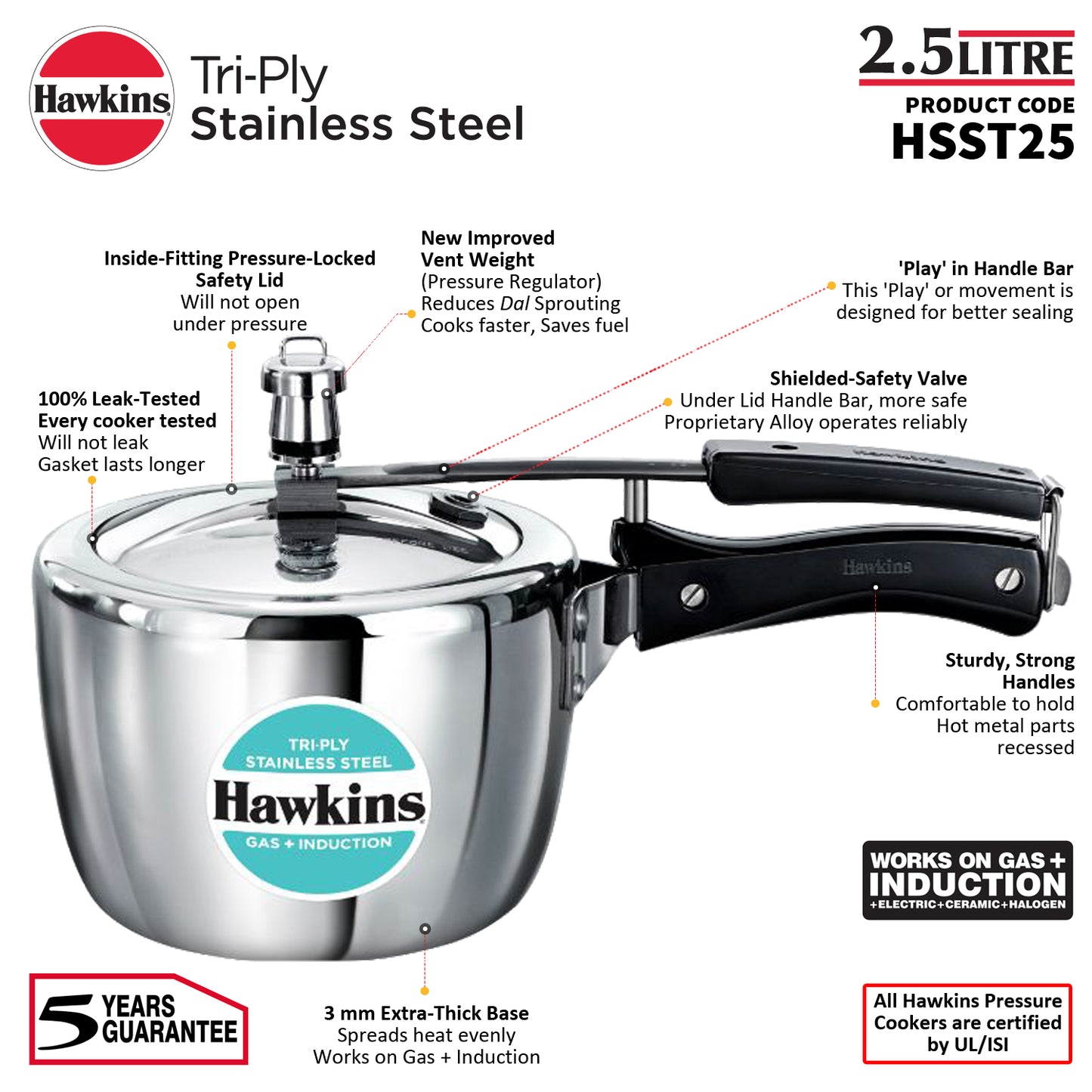 Hawkins Tri-Ply Ventura Pressure Cooker