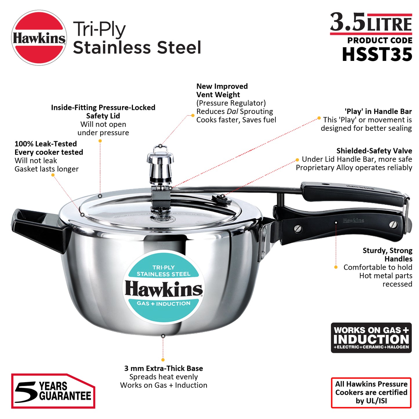 Hawkins Tri-Ply Ventura Pressure Cooker