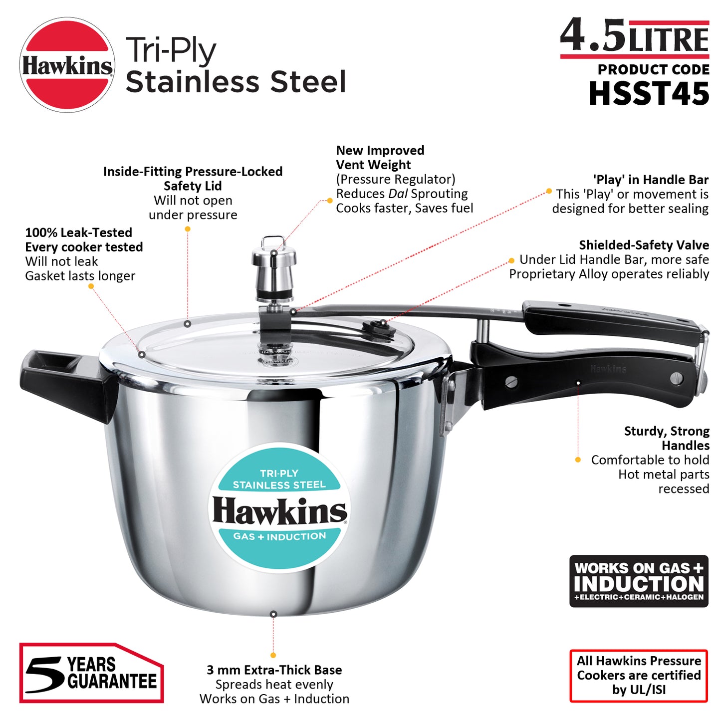 Hawkins Tri-Ply Ventura Pressure Cooker