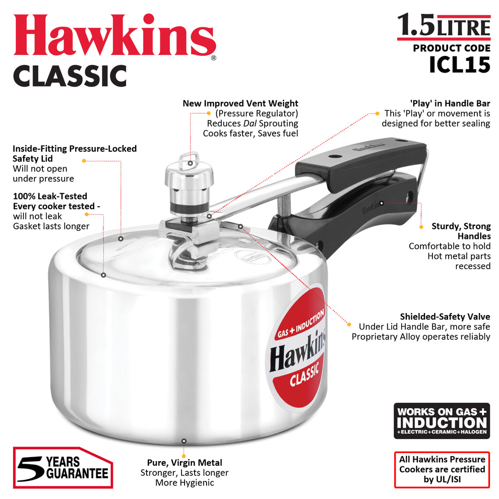 Howkins Induction Hawkins Induction Compatible Classic Pressure Cookers – Hawkins Cookers UK
