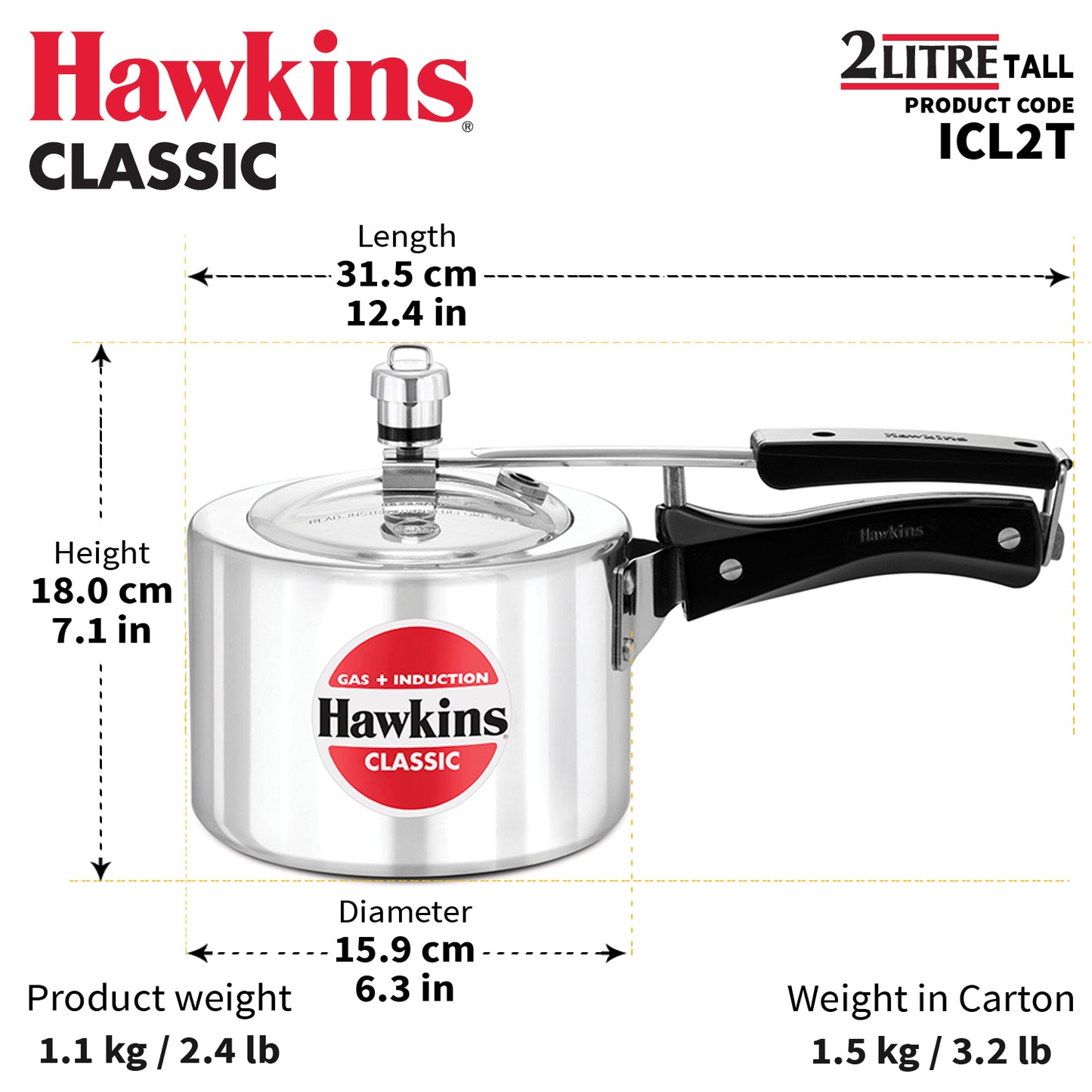 Hawkins Induction Compatible Classic Pressure Cooker